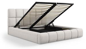 Svijetlo sivi tapecirani bračni krevet s prostorom za pohranu s podnicom 160x200 cm Bellis – Micadoni Home