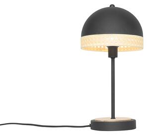 Oosterse tafellamp zwart met rotan 20 cm - Magna Rotan