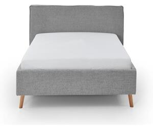 Svijetlo sivi tapecirani bračni krevet s prostorom za pohranu s podnicom 140x200 cm Riva – Meise Möbel