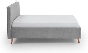 Svijetlo sivi tapecirani bračni krevet s prostorom za pohranu s podnicom 140x200 cm Riva – Meise Möbel