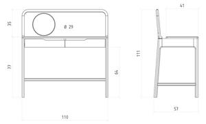 Kozmetički stol od punog hrasta 57x110 cm Twig – The Beds