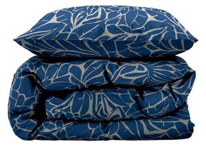 Plava posteljina za krevet za jednu osobu/za produženi krevet od damasta 140x220 cm Abstract leaves – Södahl