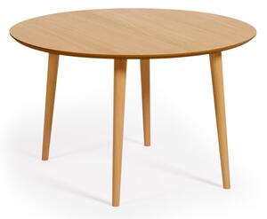 Proširiv blagovaonski stol u dekoru hrasta u prirodnoj boji ø 120 cm Oqui – Kave Home
