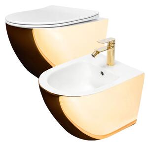 SET WC CARLO Mini Flat + BIDE CARLO MINI GOLD/WHITE