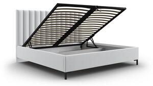 Svijetlo sivi tapecirani bračni krevet s prostorom za pohranu s podnicom 140x200 cm Casey – Mazzini Beds