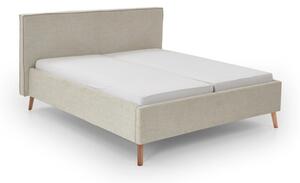Krem tapecirani bračni krevet s prostorom za pohranu s podnicom 180x200 cm Riva – Meise Möbel