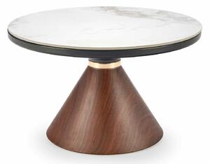 Stolić za kavu Houston 1568Zlatno, Bijeli mramor, Orah, 43cm, Keramika, Krug