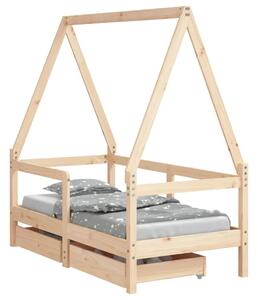 VidaXL Okvir za dječji krevet s ladicama 70x140 cm od masivne borovine