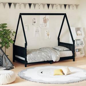 VidaXL Okvir za dječji krevet crni 80 x 160 cm od masivne borovine