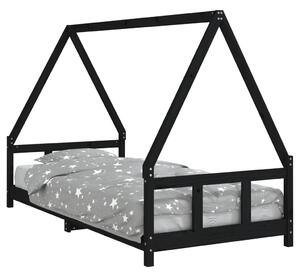 VidaXL Okvir za dječji krevet crni 90 x 200 cm od masivne borovine