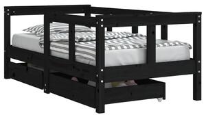 VidaXL Okvir za dječji krevet s ladicama crni 70 x 140 cm od borovine