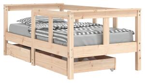 VidaXL Okvir za dječji krevet s ladicama 70x140 cm od masivne borovine