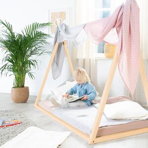 Dječji krevet u obliku kućice 70x140 cm u prirodnoj boji Montessori – Roba