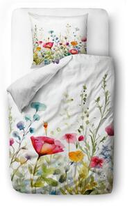 Posteljina za krevet za jednu osobu od pamučnog satena 140x200 cm Watercolour Flowers – Butter Kings