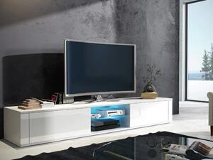 TV stol Gilroy 104Bijela, Sjajno bijela, S vratima, 140x30x36cm