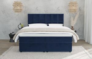 Tamno plavi tapecirani bračni krevet s prostorom za pohranu 160x200 cm Flip – Ropez