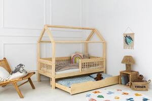 Dječji krevet od masivnog bora u obliku kućice/s dodatnim ležajem s prostorom za pohranu 70x160 cm u prirodnoj boji Mila MBW – Adeko