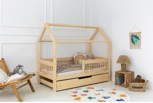 Dječji krevet od masivnog bora u obliku kućice/s dodatnim ležajem s prostorom za pohranu 90x160 cm u prirodnoj boji Mila MBW – Adeko