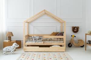 Dječji krevet od masivnog bora u obliku kućice/s dodatnim ležajem s prostorom za pohranu 120x200 cm u prirodnoj boji Mila RMW – Adeko