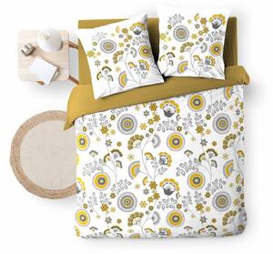 Oker žuta/bijela posteljina za bračni krevet/za produženi krevet od muslina 260x240 cm Garance – douceur d'intérieur