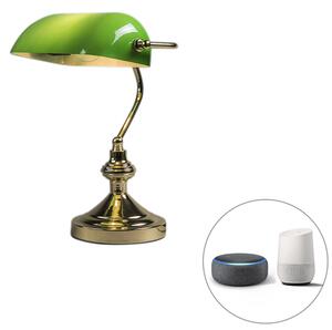 Pametna stolna svjetiljka od mesinga sa zelenim staklom uključujući Wifi P45 - Bankar