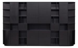 Crna modularna biblioteka od masivnog bora 346x210 cm Finca – WOOOD