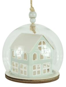 Božićni ukras TINNY HOUSE 8 cm, svijetlo zelena