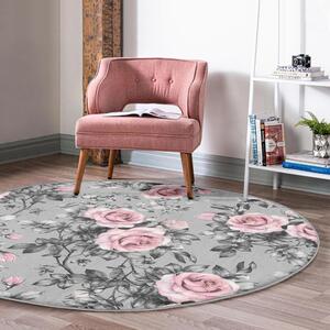 Svijetlo ružičasti/sivi periv/pogodan za robotski usisavač okrugli tepih ø 120 cm Comfort – Mila Home