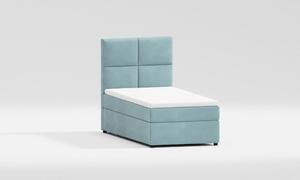Svijetlo plavi tapecirani krevet s prostorom za pohranu s podnicom 80x200 cm Lena – Ropez