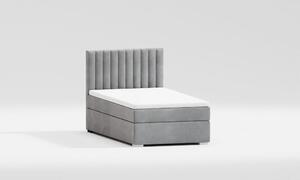Svijetlo sivi tapecirani krevet s prostorom za pohranu s podnicom 100x200 cm Bunny – Ropez