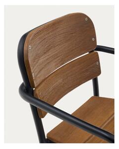 Crna/smeđa vrtna stolica od masivnog drveta/metalna Algueret – Kave Home