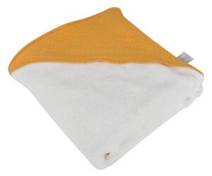Žuti dječji ručnik s kapuljačom od muslina 75x75 cm – Bébé Douceur