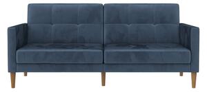 Plava baršunasti sklopiva sofa 207 cm Lilly – Støraa