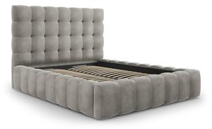 Svijetlo sivi tapecirani bračni krevet s prostorom za pohranu s podnicom 140x200 cm Bali – Cosmopolitan Design
