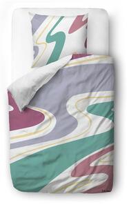 Bijela/plava posteljina za krevet za jednu osobu od pamučnog satena 140x200 cm Student Collection – Butter Kings