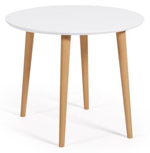 Bijeli okrugli proširiv blagovaonski stol s bijelom pločom stola ø 90 cm Oqui – Kave Home