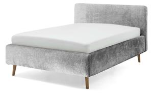 Sivi tapecirani bračni krevet s prostorom za odlaganje s podnicom 140x200 cm Mattis - Meise Möbel