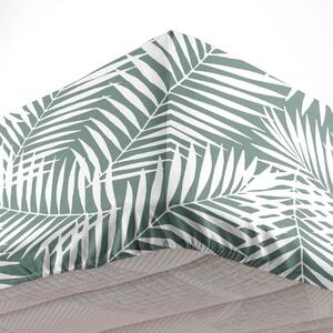 Bijela/zelena pamučna plahta s gumom 160x200 cm Botania – douceur d'intérieur