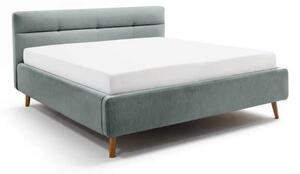 Svijetlo plavi tapecirani bračni krevet s prostorom za odlaganje s podnicom 160x200 cm Lotte – Meise Möbel