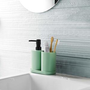 Svijetlo zeleni plastičan set pribora za kupaonicu Vita – douceur d'intérieur