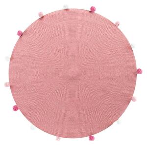 Ružičasti okrugli tepih ø 90 cm Pompomparty – douceur d'intérieur
