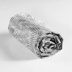 Bijela/siva pamučna plahta s gumom 90x190 cm Botania – douceur d'intérieur
