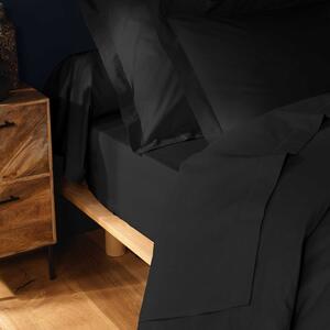 Crna pamučna plahta s gumom 180x200 cm Lina – douceur d'intérieur