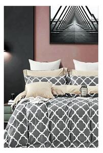 Siva/bež pamučna posteljina za bračni krevet/za produženi krevet s uključenom plahtom/4-dijelna 200x220 cm Geometric – Mila Home