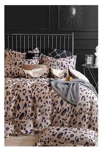 Smeđa pamučna posteljina za bračni krevet/za produženi krevet s uključenom plahtom/4-dijelna 200x220 cm Leopard – Mila Home