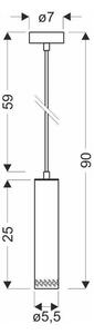 Crna viseća svjetiljka s drvenim sjenilom ø 7 cm Tubo – Candellux Lighting