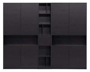 Crna modularna biblioteka od masivnog bora 260x210 cm Finca – WOOOD
