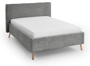 Sivi tapecirani bračni krevet s prostorom za pohranu s podnicom 140x200 cm Riva – Meise Möbel