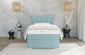 Svijetlo plavi tapecirani krevet s prostorom za pohranu s podnicom 80x200 cm Bunny – Ropez