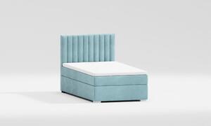 Svijetlo plavi tapecirani krevet s prostorom za pohranu s podnicom 80x200 cm Bunny – Ropez